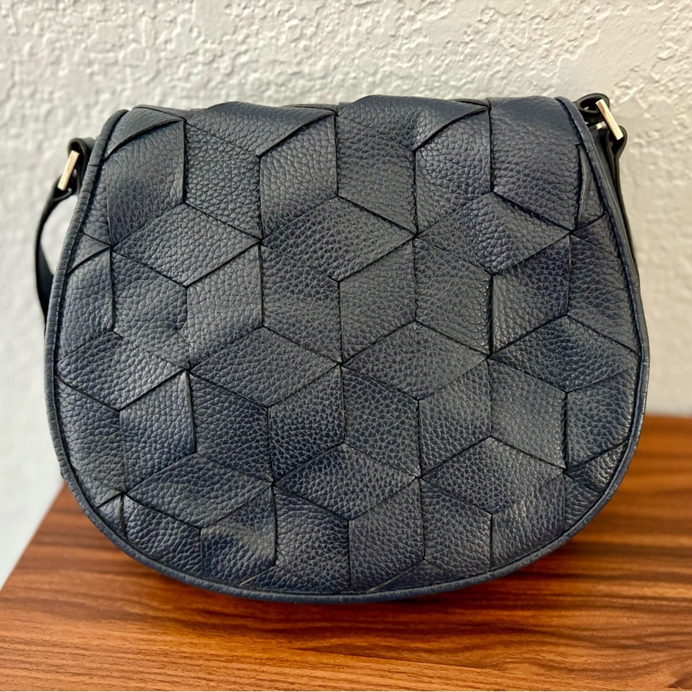 Welden Navy Leather Crossbody Bag